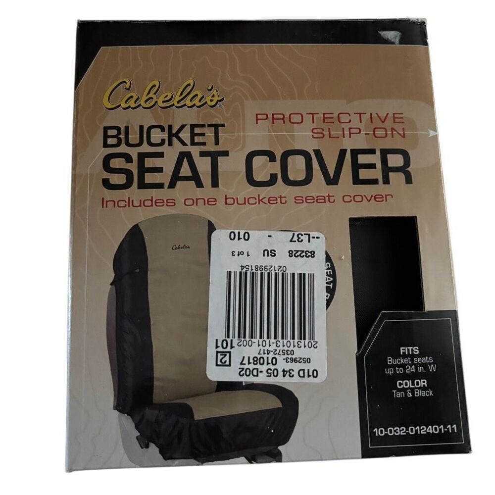 Cabela’s Bucket Seat Cover Tan & Black Protective Slip-On *New*